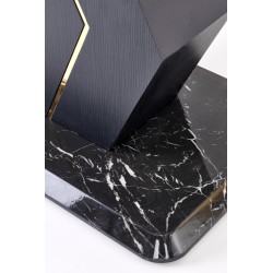 'VINCENZO Extendable Table Top: White Marble, Black/Gold Leg' 'VINCENZO Extendable Table Top: White Marble, Black/Gold Leg'