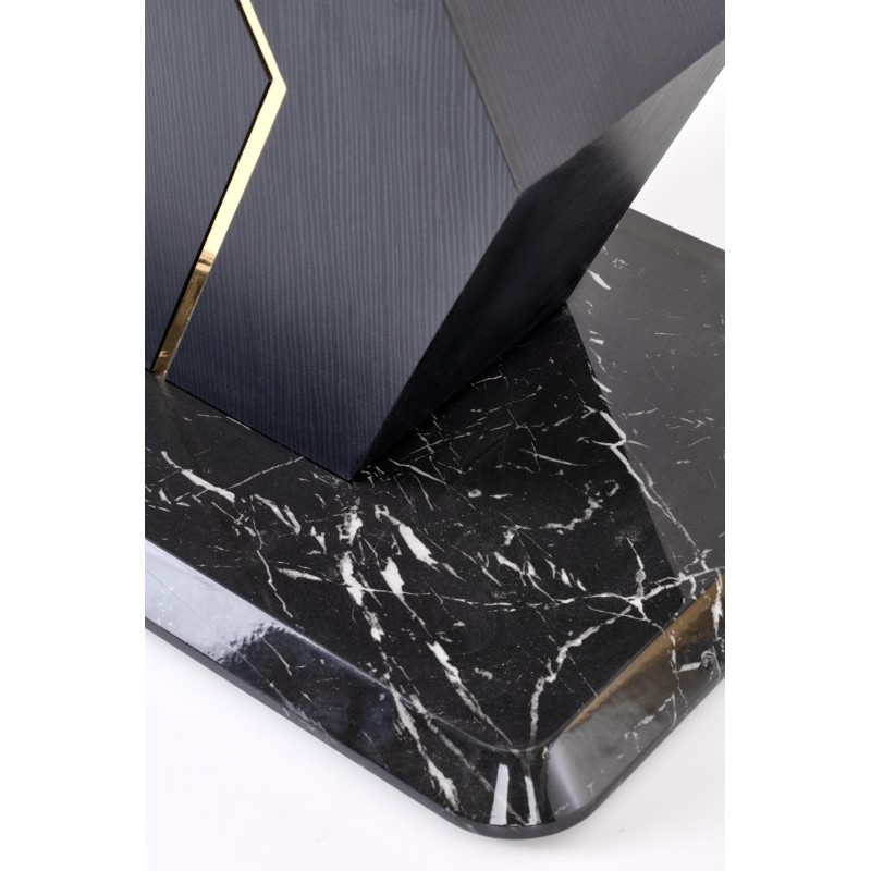 'VINCENZO Extendable Table Top: White Marble, Black/Gold Leg' 'VINCENZO Extendable Table Top: White Marble, Black/Gold Leg'