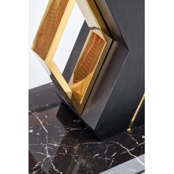 'VINCENZO Extendable Table Top: White Marble, Black/Gold Leg' 'VINCENZO Extendable Table Top: White Marble, Black/Gold Leg'