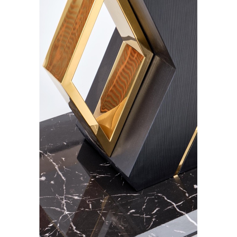 'VINCENZO Extendable Table Top: White Marble, Black/Gold Leg' 'VINCENZO Extendable Table Top: White Marble, Black/Gold Leg'