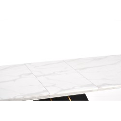'VINCENZO Extendable Table Top: White Marble, Black/Gold Leg' 'VINCENZO Extendable Table Top: White Marble, Black/Gold Leg'