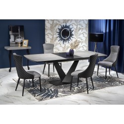 'VINSTON Extendable Table, Top - Dark Ash / Black, Legs - Black'