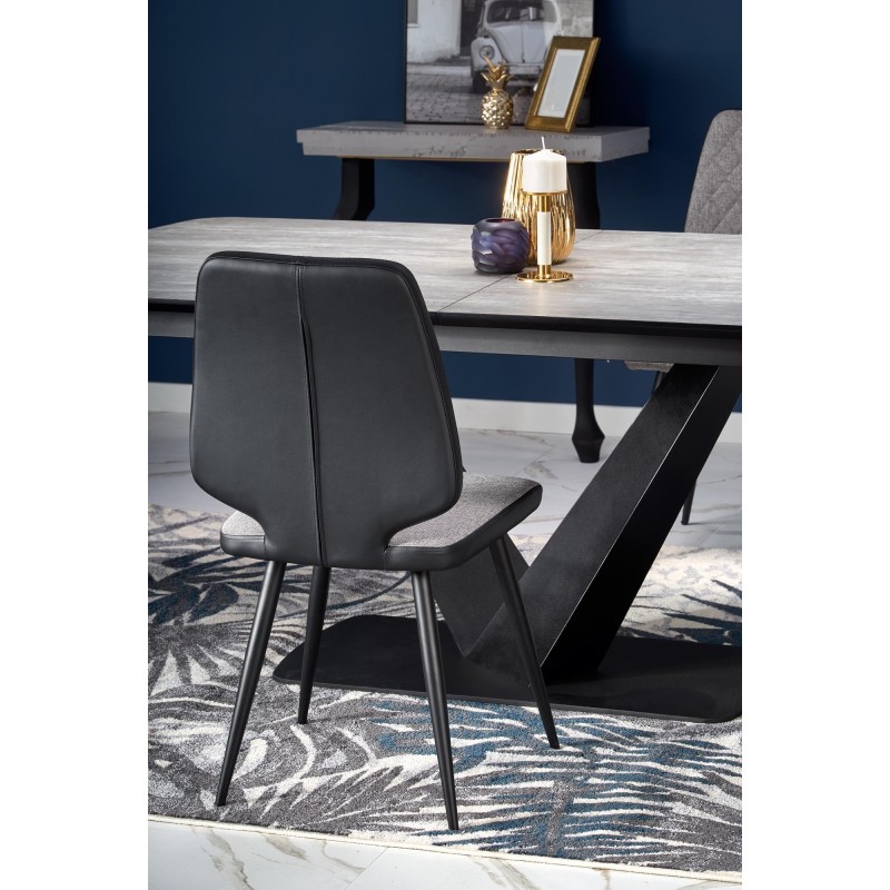 'VINSTON Extendable Table, Top - Dark Ash / Black, Legs - Black' 'VINSTON Extendable Table, Top - Dark Ash / Black, Legs - Black'