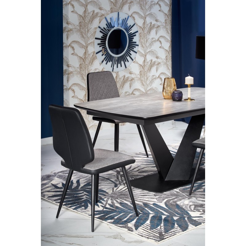 'VINSTON Extendable Table, Top - Dark Ash / Black, Legs - Black' 'VINSTON Extendable Table, Top - Dark Ash / Black, Legs - Black'