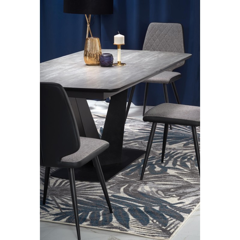 'VINSTON Extendable Table, Top - Dark Ash / Black, Legs - Black' 'VINSTON Extendable Table, Top - Dark Ash / Black, Legs - Black'