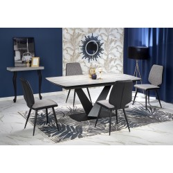 'VINSTON Extendable Table, Top - Dark Ash / Black, Legs - Black' 'VINSTON Extendable Table, Top - Dark Ash / Black, Legs - Black'