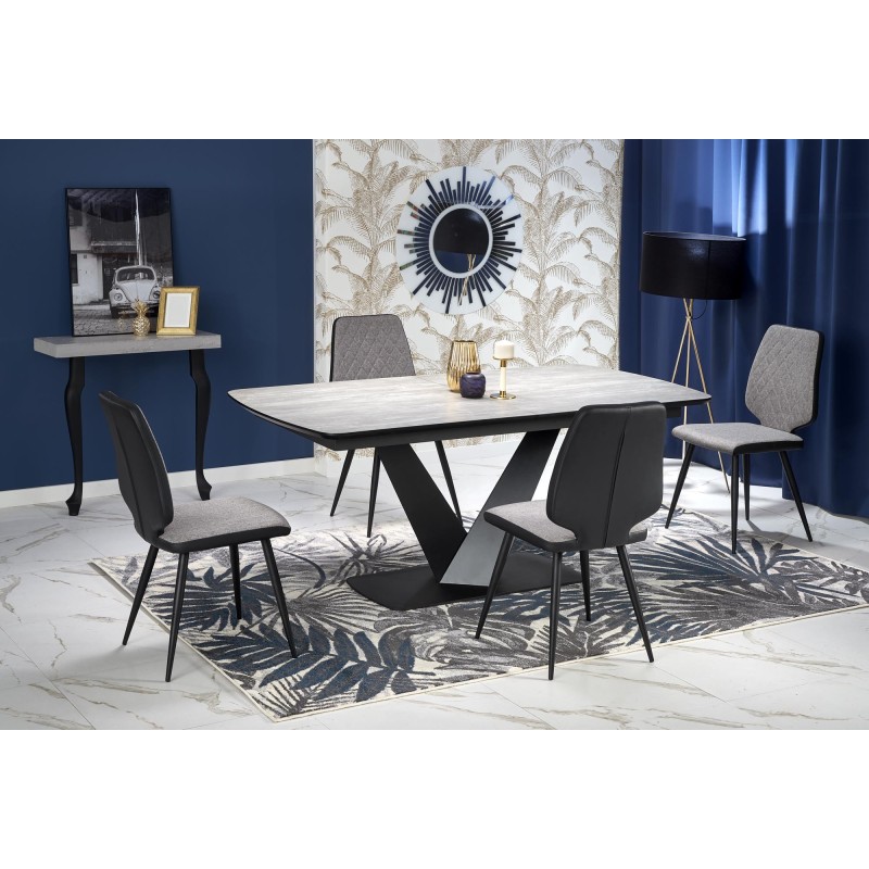 'VINSTON Extendable Table, Top - Dark Ash / Black, Legs - Black' 'VINSTON Extendable Table, Top - Dark Ash / Black, Legs - Black'