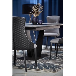 'VINSTON Extendable Table, Top - Dark Ash / Black, Legs - Black' 'VINSTON Extendable Table, Top - Dark Ash / Black, Legs - Black'