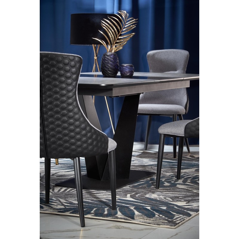 'VINSTON Extendable Table, Top - Dark Ash / Black, Legs - Black' 'VINSTON Extendable Table, Top - Dark Ash / Black, Legs - Black'