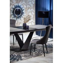 'VINSTON Extendable Table, Top - Dark Ash / Black, Legs - Black' 'VINSTON Extendable Table, Top - Dark Ash / Black, Legs - Black'