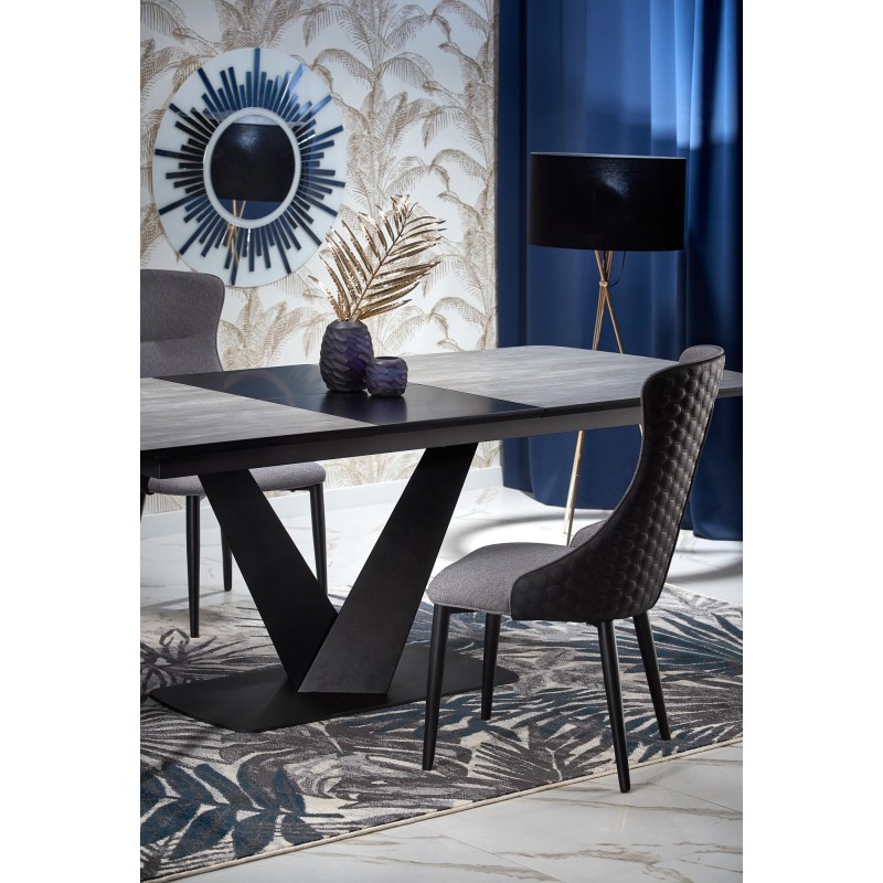 'VINSTON Extendable Table, Top - Dark Ash / Black, Legs - Black' 'VINSTON Extendable Table, Top - Dark Ash / Black, Legs - Black'
