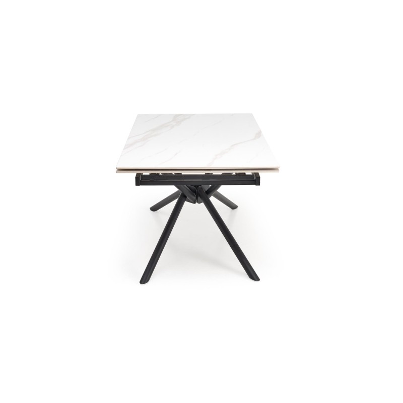 'VITORINO Extendable Table, Top - White Marble, Legs - Black' 'VITORINO Extendable Table, Top - White Marble, Legs - Black'