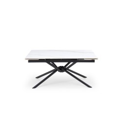 'VITORINO Extendable Table, Top - White Marble, Legs - Black' 'VITORINO Extendable Table, Top - White Marble, Legs - Black'