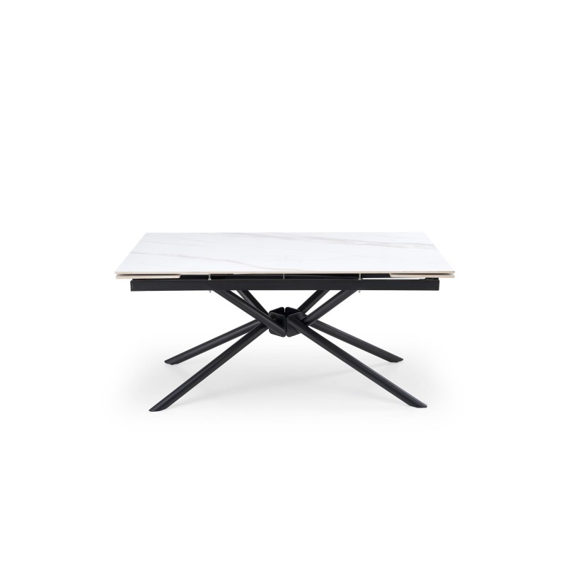 'VITORINO Extendable Table, Top - White Marble, Legs - Black' 'VITORINO Extendable Table, Top - White Marble, Legs - Black'