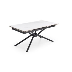 'VITORINO Extendable Table, Top - White Marble, Legs - Black' 'VITORINO Extendable Table, Top - White Marble, Legs - Black'
