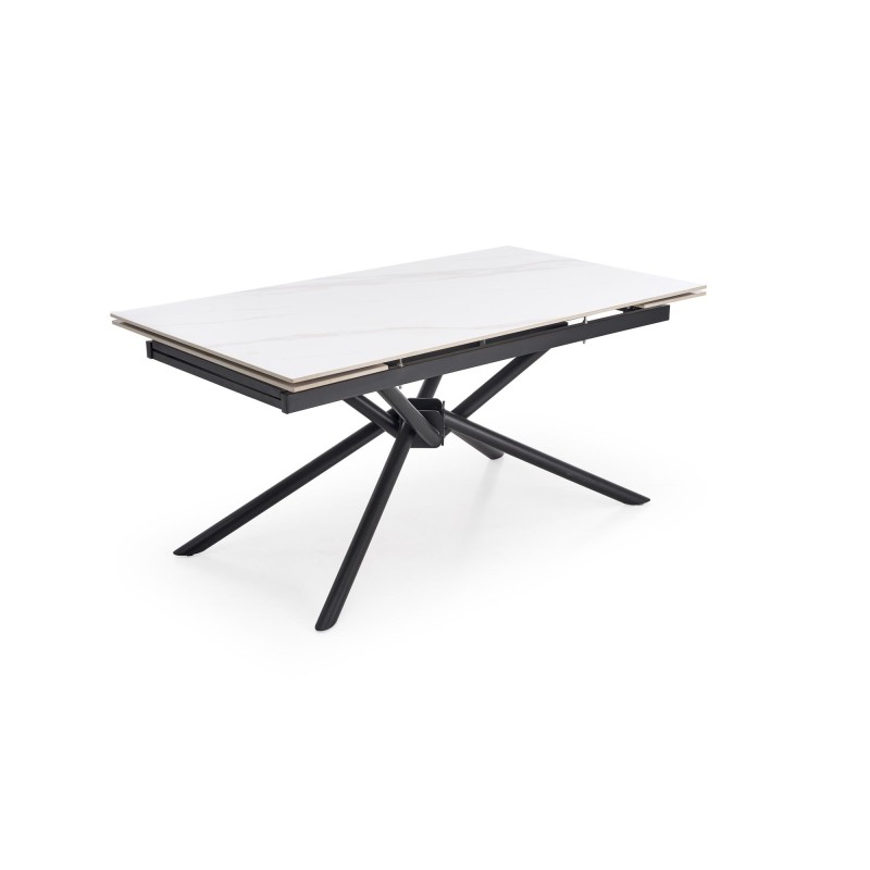 'VITORINO Extendable Table, Top - White Marble, Legs - Black' 'VITORINO Extendable Table, Top - White Marble, Legs - Black'