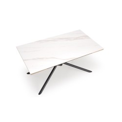 'VITORINO Extendable Table, Top - White Marble, Legs - Black' 'VITORINO Extendable Table, Top - White Marble, Legs - Black'