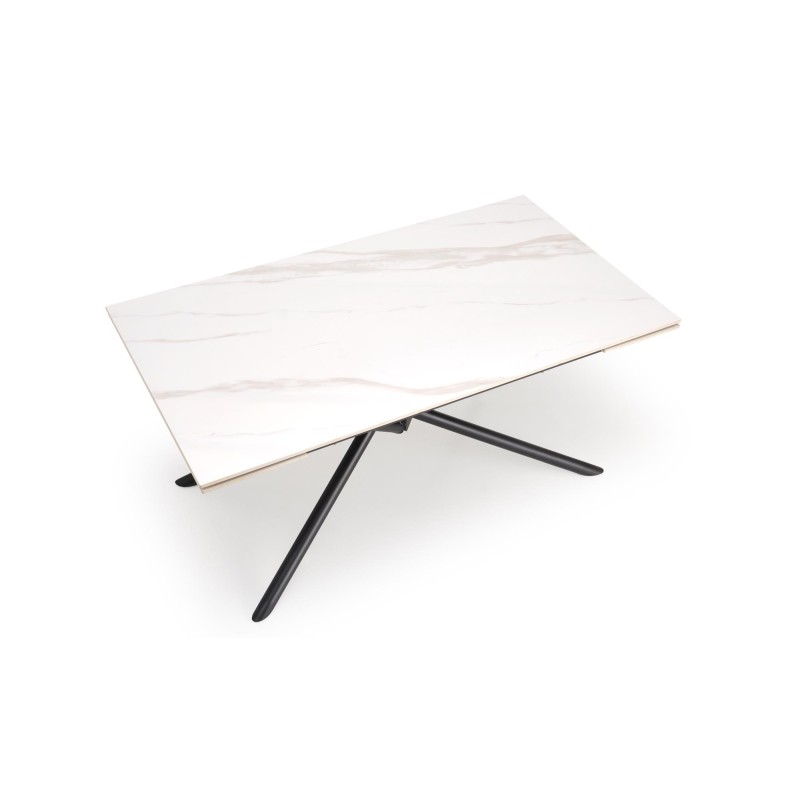 'VITORINO Extendable Table, Top - White Marble, Legs - Black' 'VITORINO Extendable Table, Top - White Marble, Legs - Black'