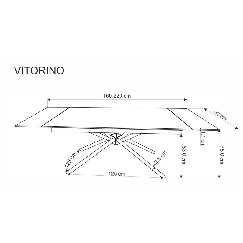 'VITORINO Extendable Table, Top - White Marble, Legs - Black' 'VITORINO Extendable Table, Top - White Marble, Legs - Black'