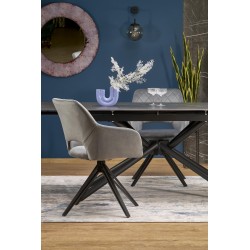 'VITORINO Extendable Table, Top - Black Marble, Legs - Black' 'VITORINO Extendable Table, Top - Black Marble, Legs - Black'