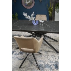 'VITORINO Extendable Table, Top - Black Marble, Legs - Black' 'VITORINO Extendable Table, Top - Black Marble, Legs - Black'