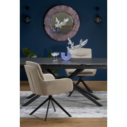 'VITORINO Extendable Table, Top - Black Marble, Legs - Black' 'VITORINO Extendable Table, Top - Black Marble, Legs - Black'