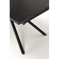'VITORINO Extendable Table, Top - Black Marble, Legs - Black' 'VITORINO Extendable Table, Top - Black Marble, Legs - Black'