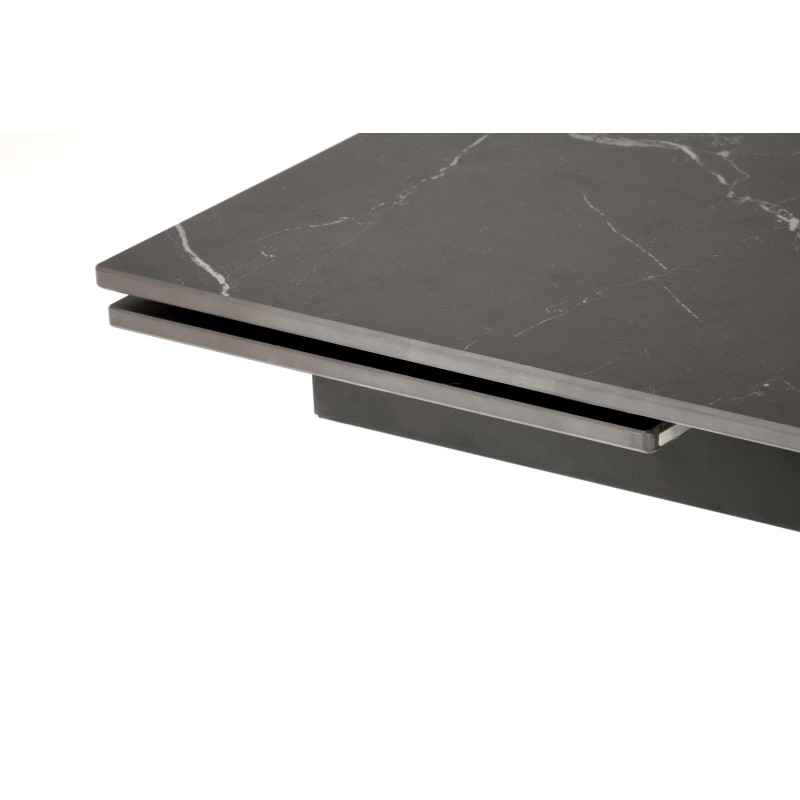 'VITORINO Extendable Table, Top - Black Marble, Legs - Black' 'VITORINO Extendable Table, Top - Black Marble, Legs - Black'