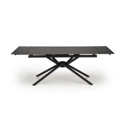 'VITORINO Extendable Table, Top - Black Marble, Legs - Black' 'VITORINO Extendable Table, Top - Black Marble, Legs - Black'