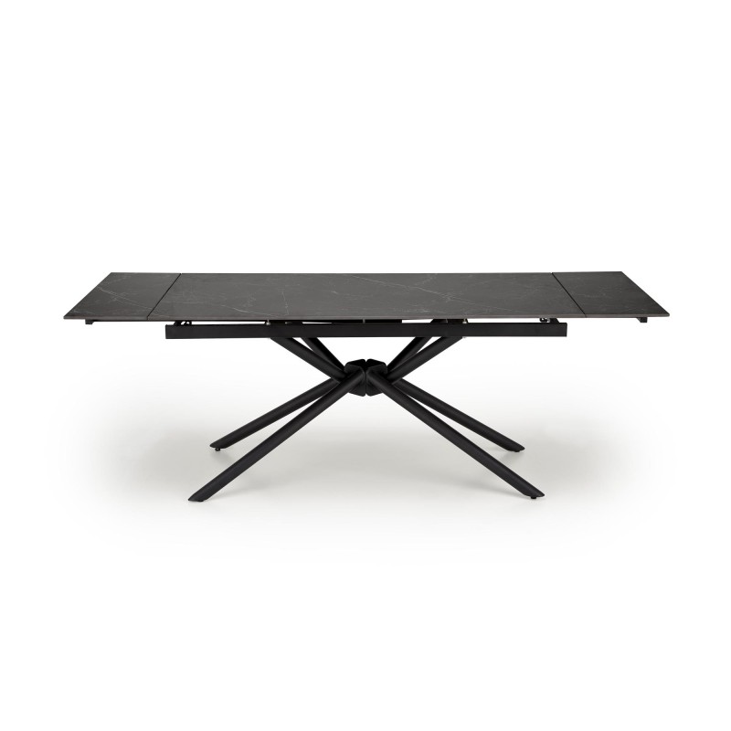 'VITORINO Extendable Table, Top - Black Marble, Legs - Black' 'VITORINO Extendable Table, Top - Black Marble, Legs - Black'