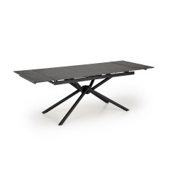 'VITORINO Extendable Table, Top - Black Marble, Legs - Black' 'VITORINO Extendable Table, Top - Black Marble, Legs - Black'