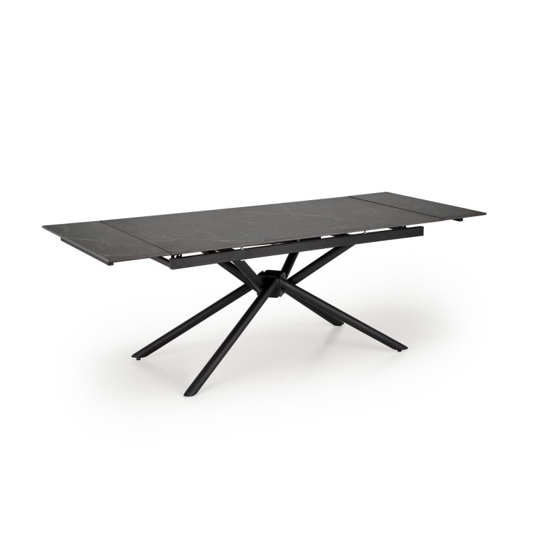 'VITORINO Extendable Table, Top - Black Marble, Legs - Black' 'VITORINO Extendable Table, Top - Black Marble, Legs - Black'