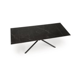 'VITORINO Extendable Table, Top - Black Marble, Legs - Black' 'VITORINO Extendable Table, Top - Black Marble, Legs - Black'