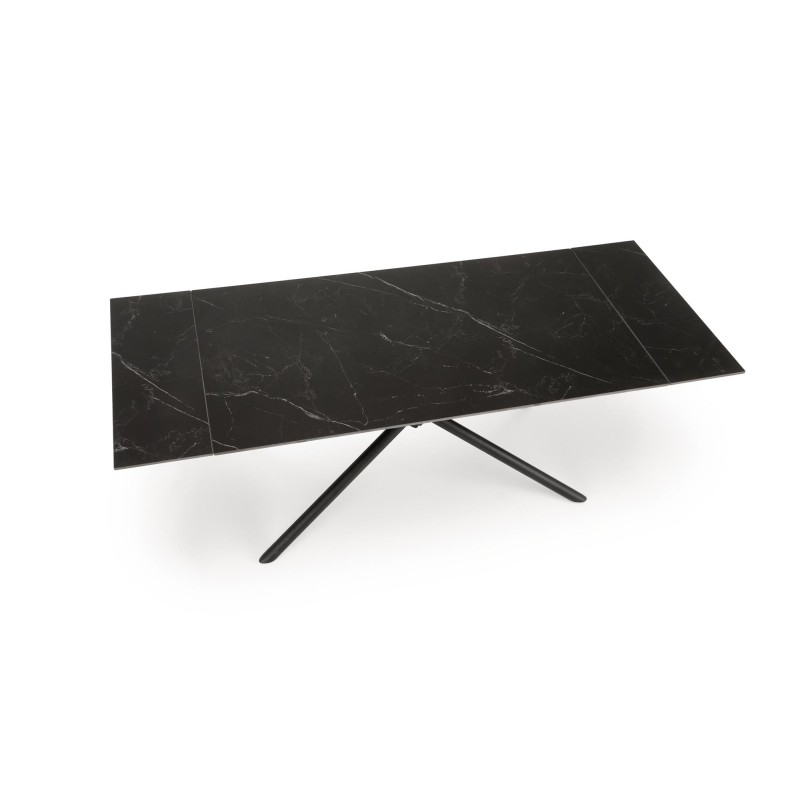 'VITORINO Extendable Table, Top - Black Marble, Legs - Black' 'VITORINO Extendable Table, Top - Black Marble, Legs - Black'