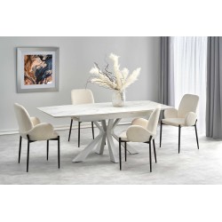 'VIVALDI Extendable Table Top - White Marble, Legs - White'