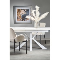'VIVALDI Extendable Table Top - White Marble, Legs - White' 'VIVALDI Extendable Table Top - White Marble, Legs - White'