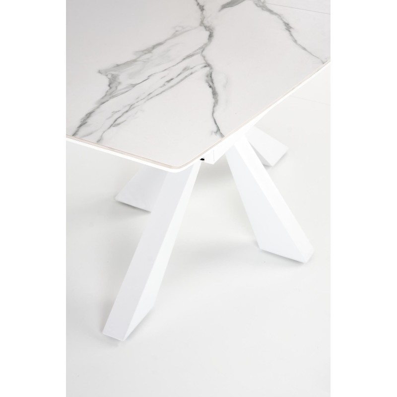 'VIVALDI Extendable Table Top - White Marble, Legs - White' 'VIVALDI Extendable Table Top - White Marble, Legs - White'