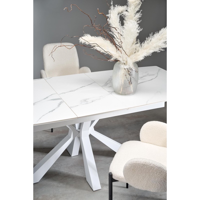 'VIVALDI Extendable Table Top - White Marble, Legs - White' 'VIVALDI Extendable Table Top - White Marble, Legs - White'