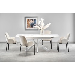 'VIVALDI Extendable Table Top - White Marble, Legs - White' 'VIVALDI Extendable Table Top - White Marble, Legs - White'