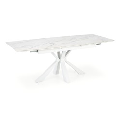 'VIVALDI Extendable Table Top - White Marble, Legs - White' 'VIVALDI Extendable Table Top - White Marble, Legs - White'