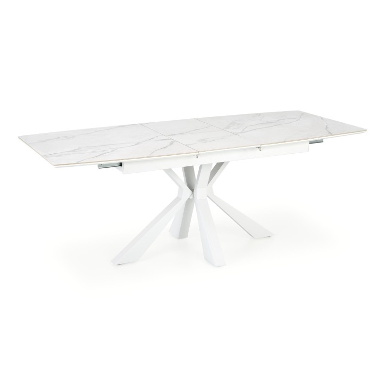 'VIVALDI Extendable Table Top - White Marble, Legs - White' 'VIVALDI Extendable Table Top - White Marble, Legs - White'