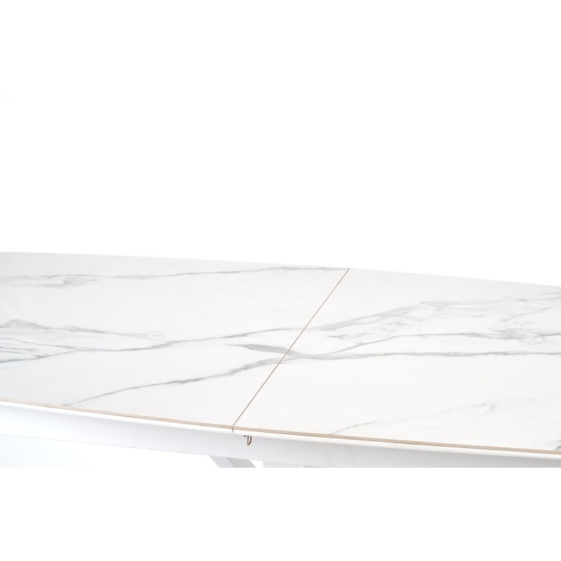 'VIVALDI Extendable Table Top - White Marble, Legs - White' 'VIVALDI Extendable Table Top - White Marble, Legs - White'