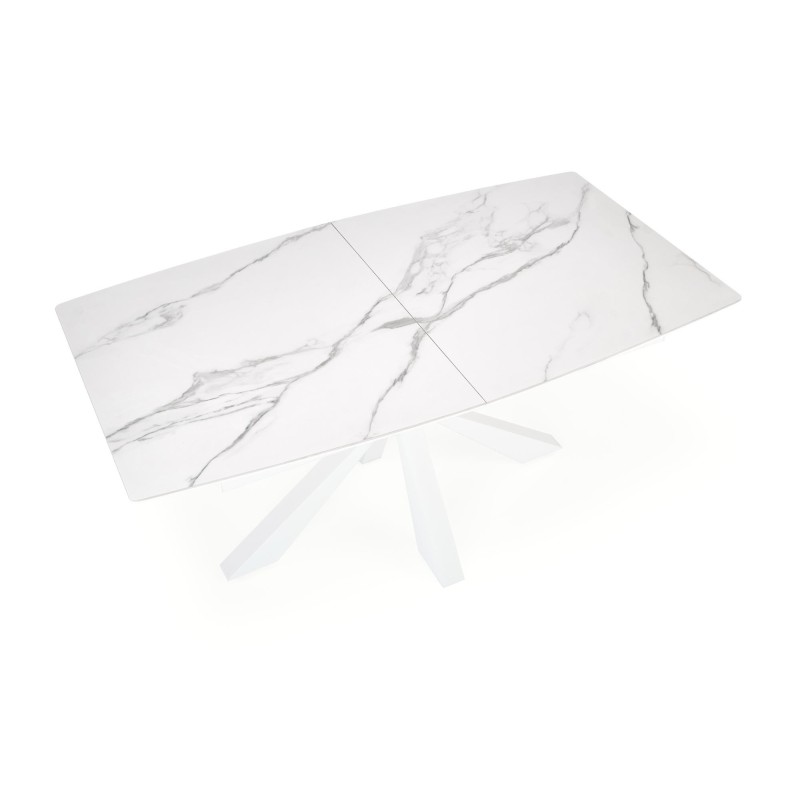 'VIVALDI Extendable Table Top - White Marble, Legs - White' 'VIVALDI Extendable Table Top - White Marble, Legs - White'
