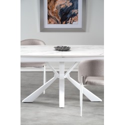 'VIVALDI Extendable Table Top - White Marble, Legs - White' 'VIVALDI Extendable Table Top - White Marble, Legs - White'