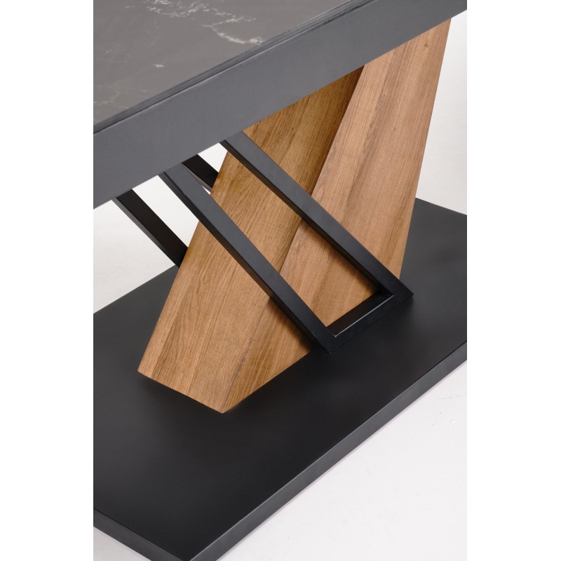 'VOLANT 140 Extendable Table, Top - Black Marble, Legs - Golden Oak / Black' 'VOLANT 140 Extendable Table, Top - Black Marble, Legs - Golden Oak / Black'