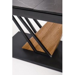 'VOLANT 140 Extendable Table, Top - Black Marble, Legs - Golden Oak / Black' 'VOLANT 140 Extendable Table, Top - Black Marble, Legs - Golden Oak / Black'