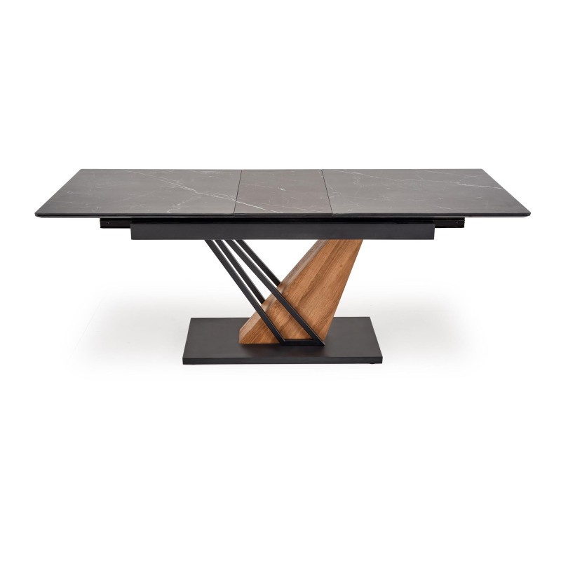 'VOLANT 140 Extendable Table, Top - Black Marble, Legs - Golden Oak / Black' 'VOLANT 140 Extendable Table, Top - Black Marble, Legs - Golden Oak / Black'