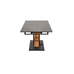 'VOLANT 140 Extendable Table, Top - Black Marble, Legs - Golden Oak / Black' 'VOLANT 140 Extendable Table, Top - Black Marble, Legs - Golden Oak / Black'