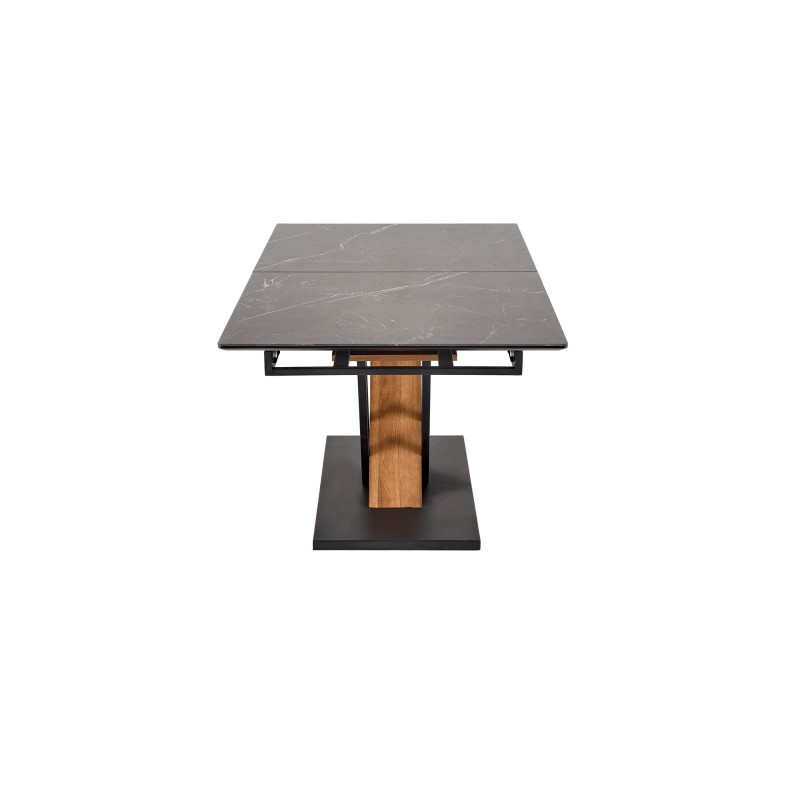 'VOLANT 140 Extendable Table, Top - Black Marble, Legs - Golden Oak / Black' 'VOLANT 140 Extendable Table, Top - Black Marble, Legs - Golden Oak / Black'