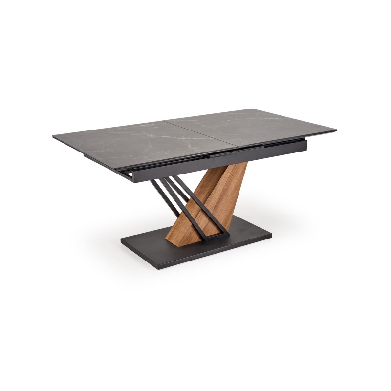 'VOLANT 140 Extendable Table, Top - Black Marble, Legs - Golden Oak / Black' 'VOLANT 140 Extendable Table, Top - Black Marble, Legs - Golden Oak / Black'
